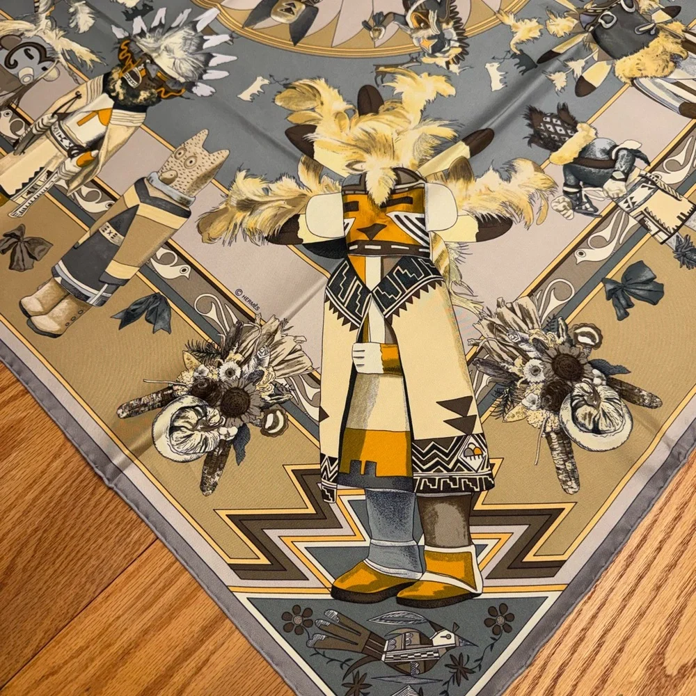 Hermès Vintage Kachinas Hopi Silk Scarf by Kermit Oliver - Picture 9 of 14